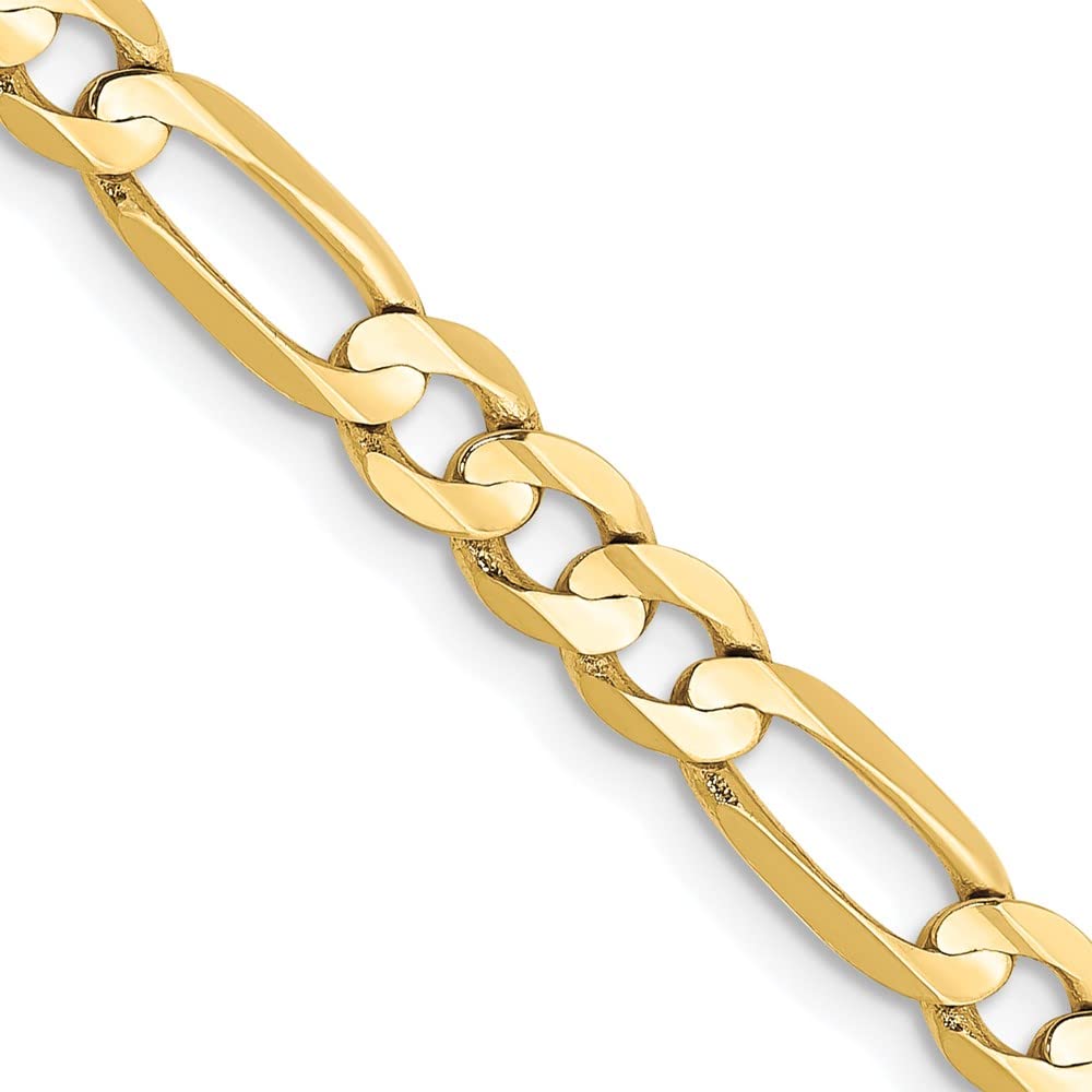 Primal Gold 10 Karat Yellow Gold 4.5mm Light Concave Figaro Chain