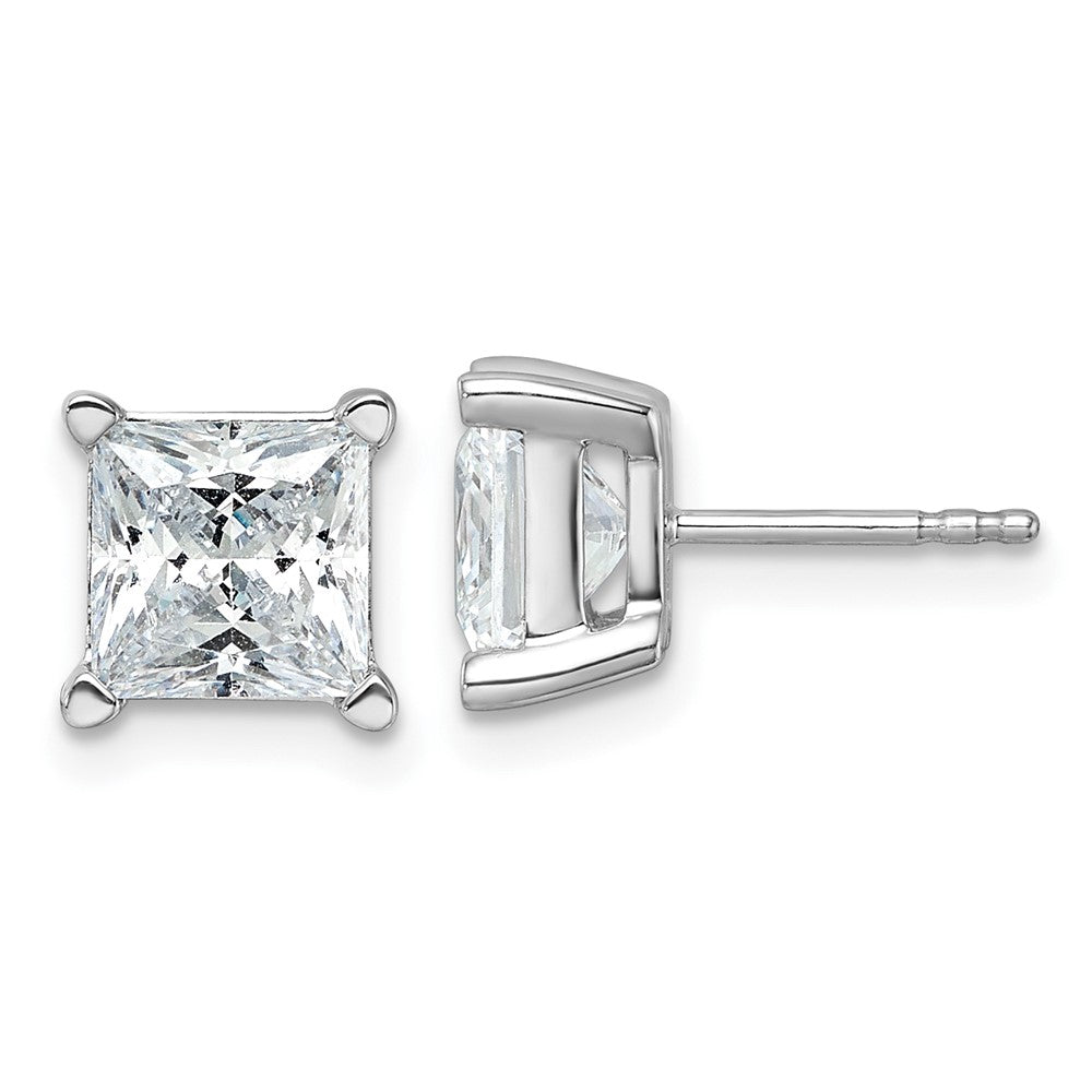 True Origin 14K White Gold 5 carat Lab Grown Diamond VS+ F+ Princess Four Prong Heavy Weight Complete Stud Earrings