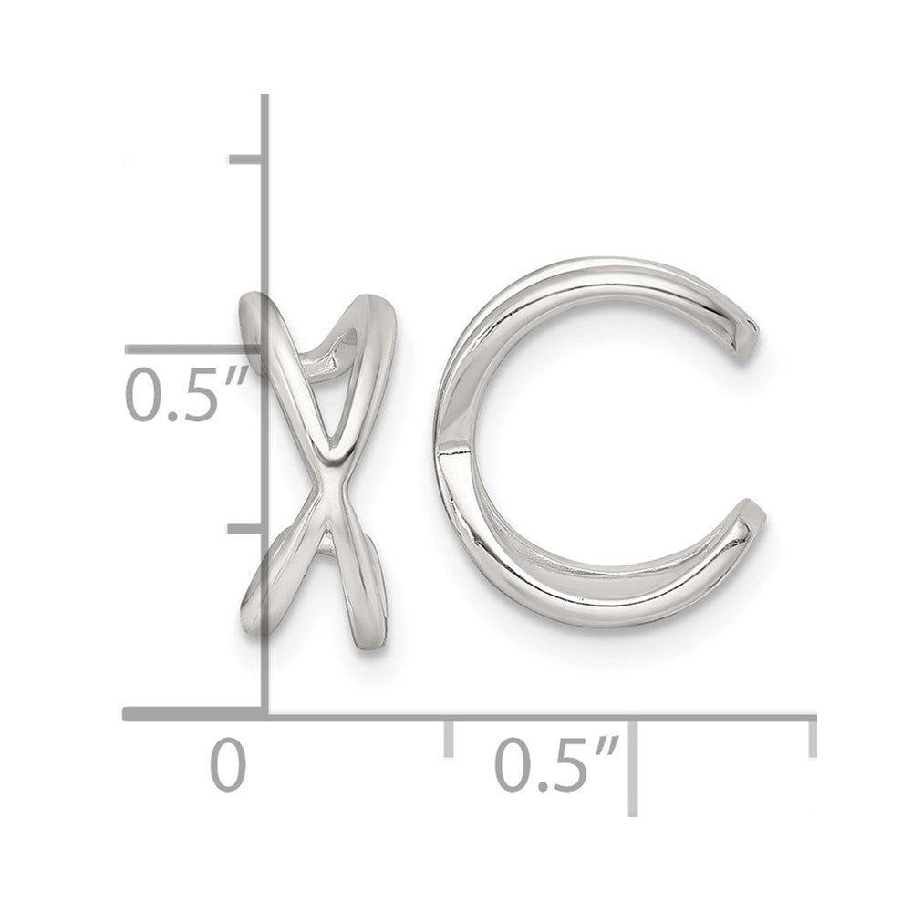 Sterling Silver Polished -X- Criss Cross Pair of Ear Cuffs