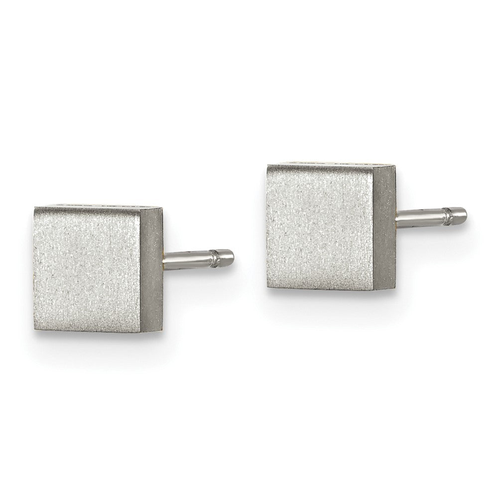 Titanium Brushed Square Post Earrings