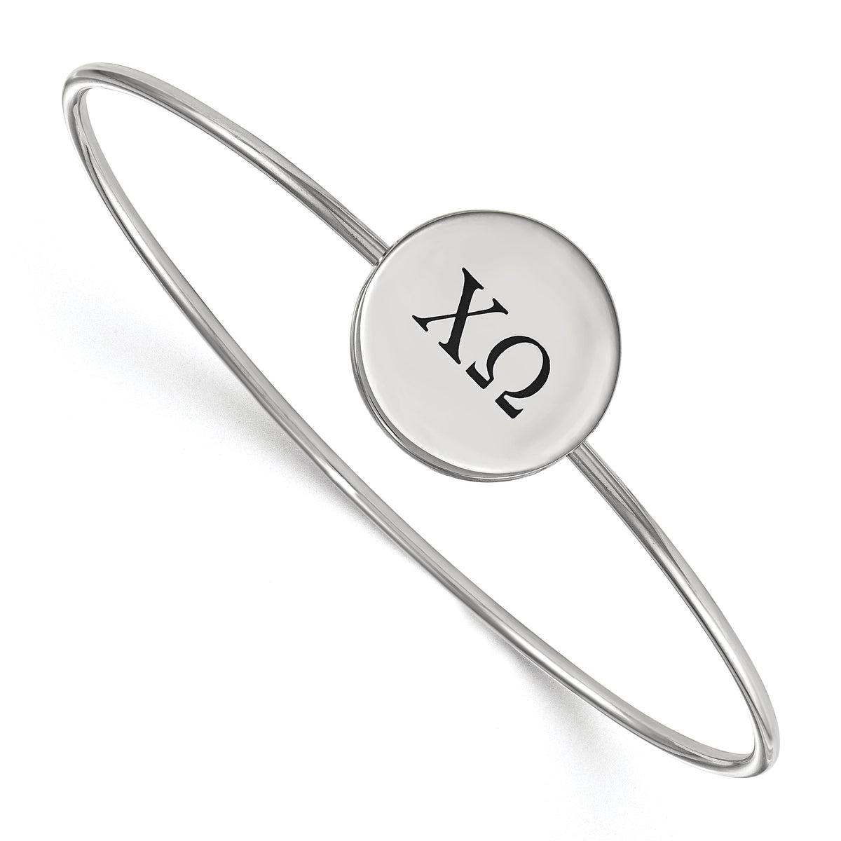 Sterling Silver Official Licensed Greek Sororities 7in Chi Omega (??) Enameled Slip-on Bangle