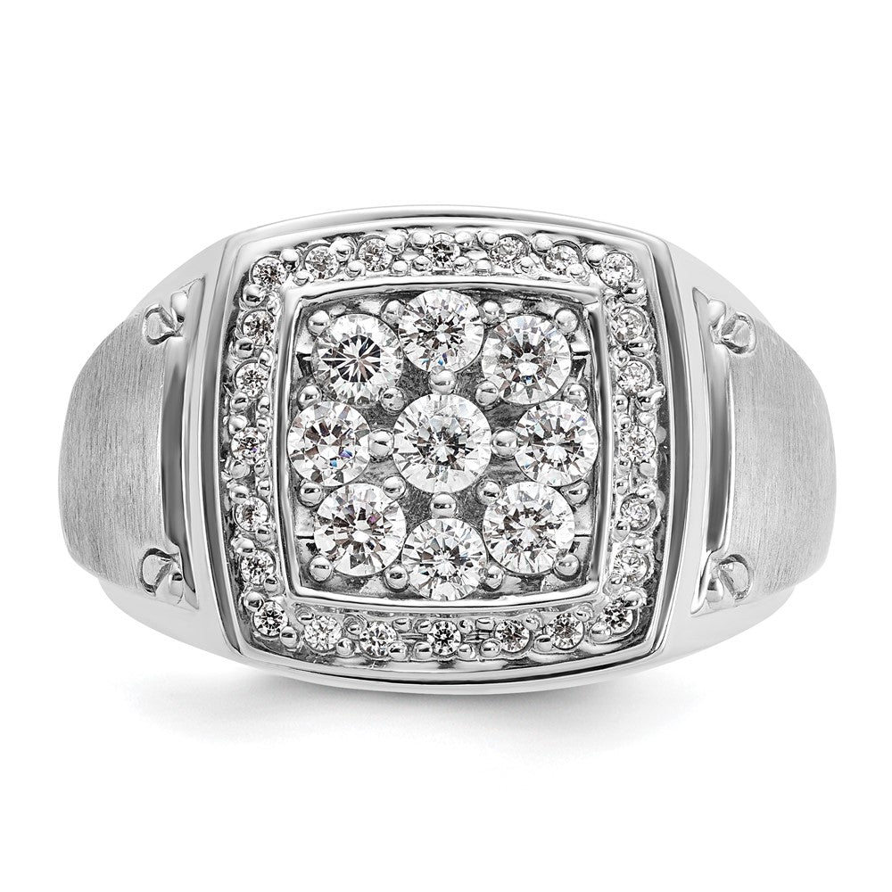 IBGoodman 14k White Gold 1 carat Lab Grown Diamond VS/SI+ G+ Complete Men's Polished and Satin Cluster Ring