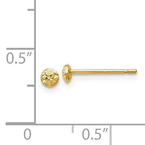 14K 3mm Puff Circle Post Earrings