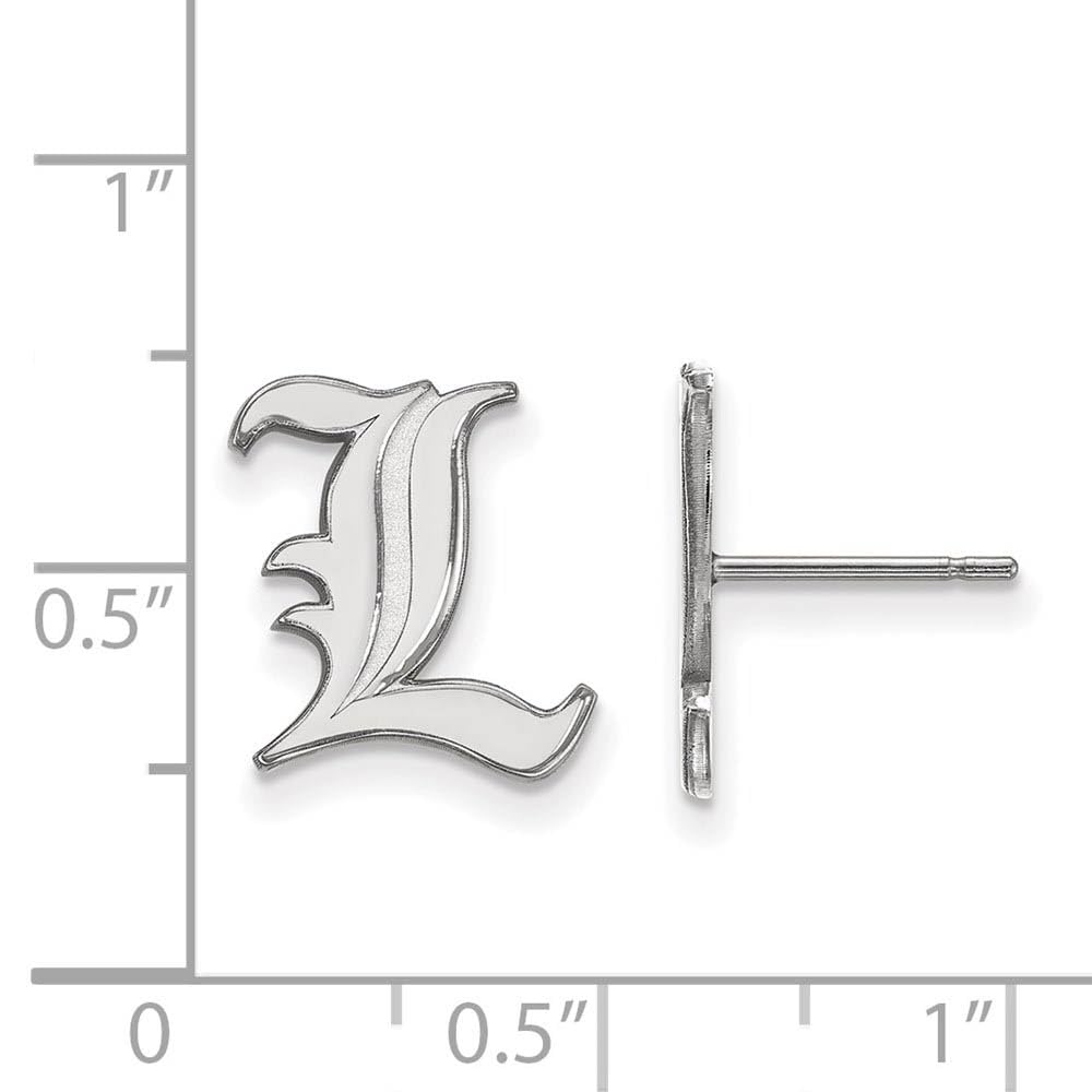 Sterling Silver Rhodium-plated LogoArt University of Louisville Letter L Small Post Earrings Q-SS009UL