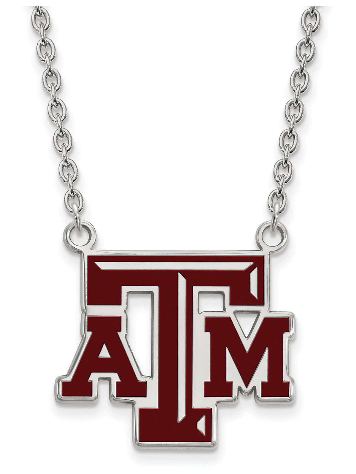 LogoArt Sterling Silver Texas Aandm University Large Enamel Pendant Necklace Female Adult