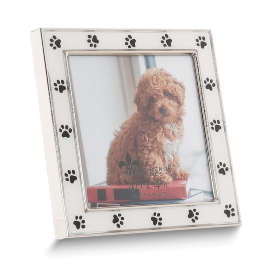White Paw Print 4x4 Photo Frame