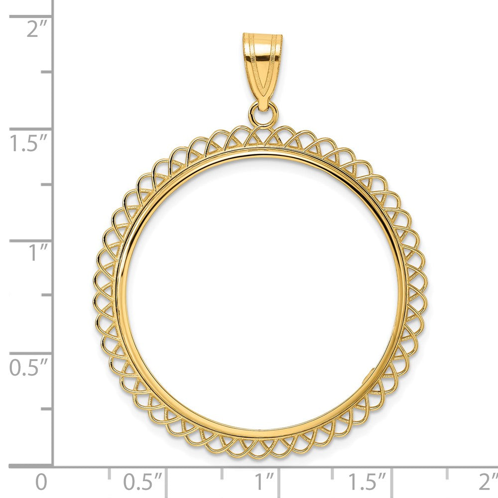 14k Polished Tilted with 32.7mm Prong Coin Bezel Pendant