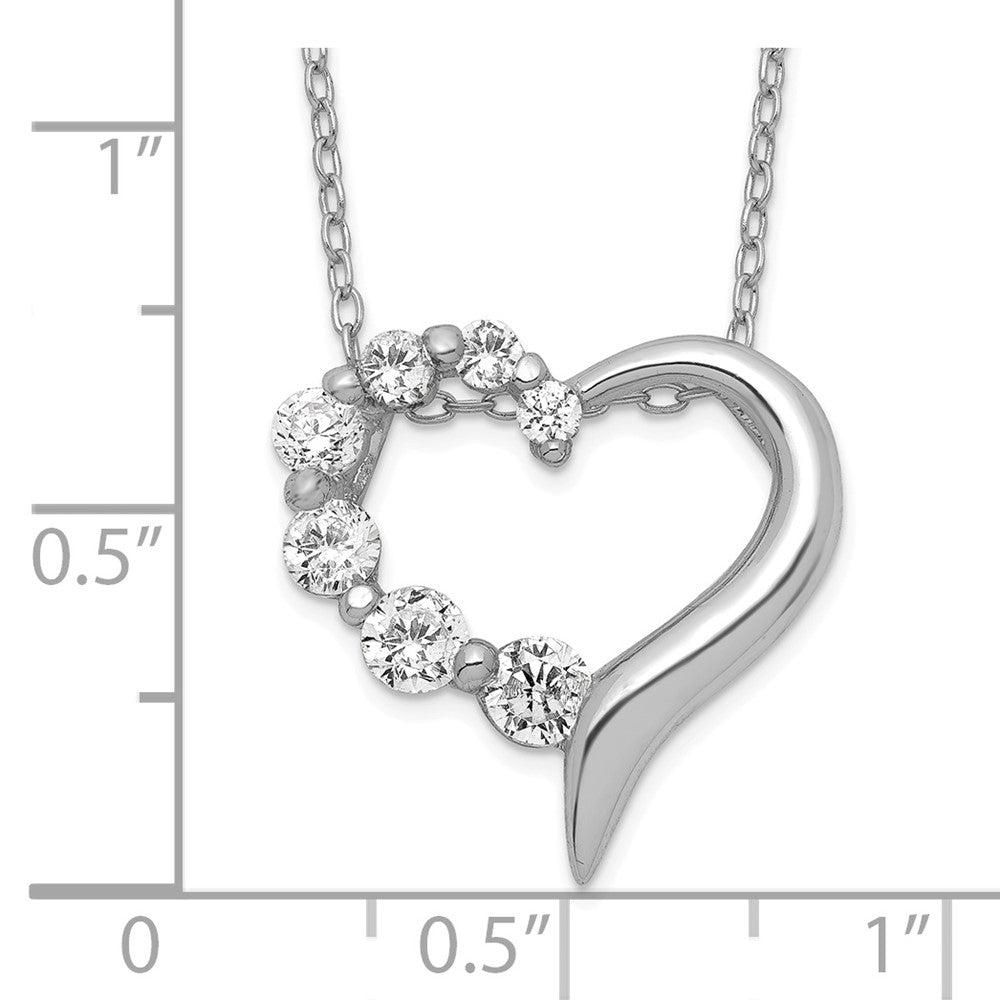 Sterling Silver CZ Heart Journey Necklace 18 Inches