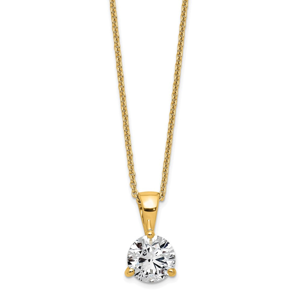 14k 1 carat Lab Grown Diamond VS/SI+ G+ Three Prong 18 inch Complete Solitaire Pendant Necklace