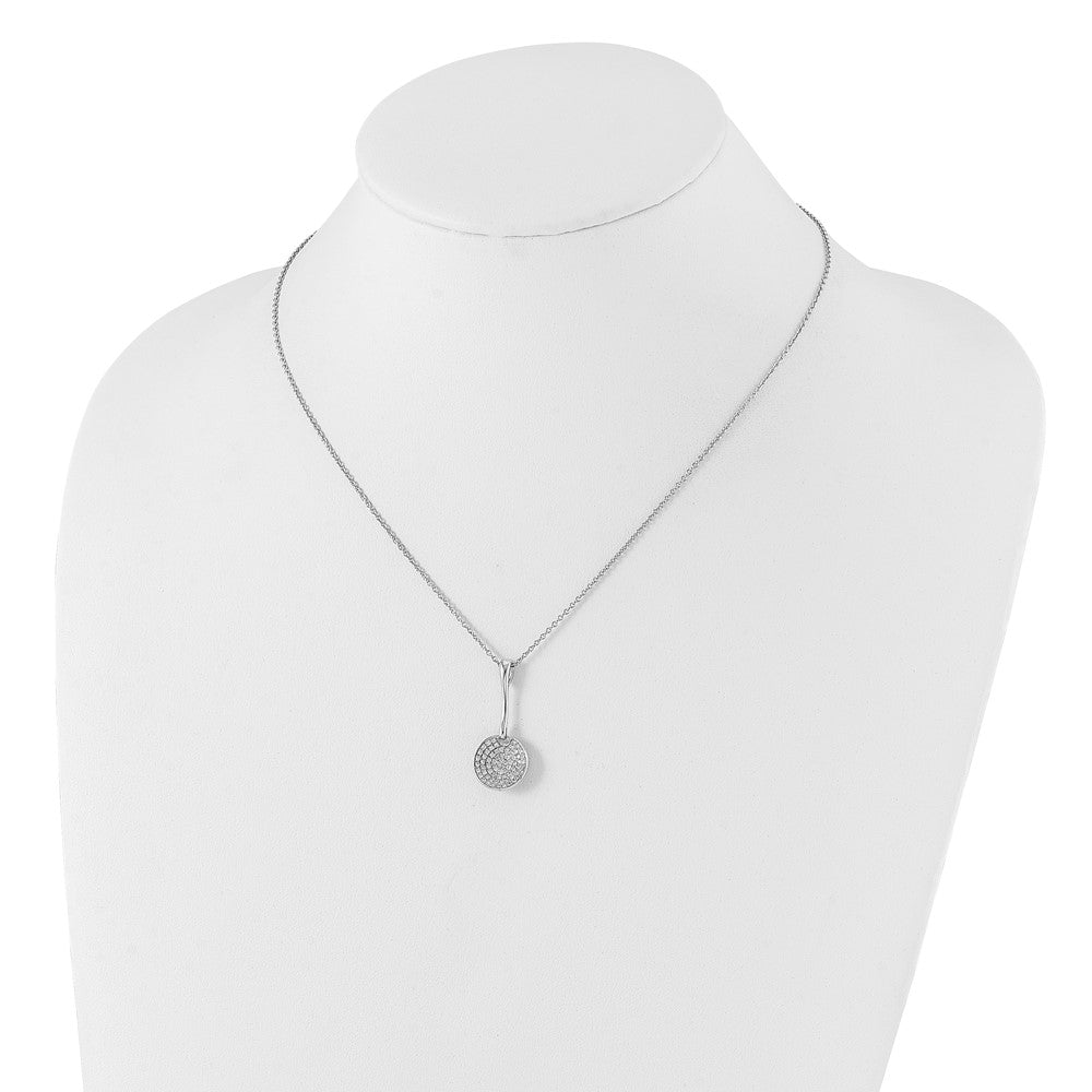 Brilliant Embers Sterling Silver Polished CZ Circle w/ 2in ext Necklace