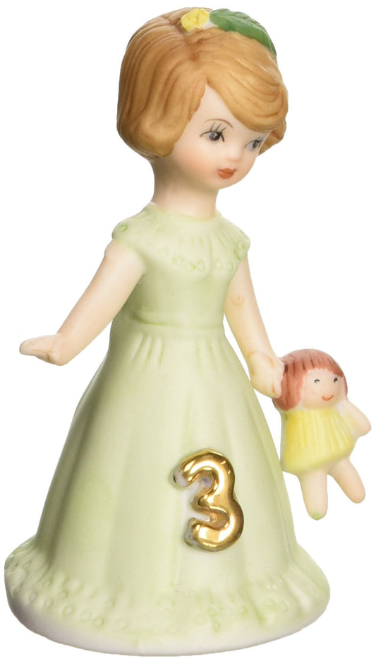 Enesco Growing Up Girls ‚ÄúBrunette Age 3‚Äù Porcelain Figurine, 3.25‚Äù