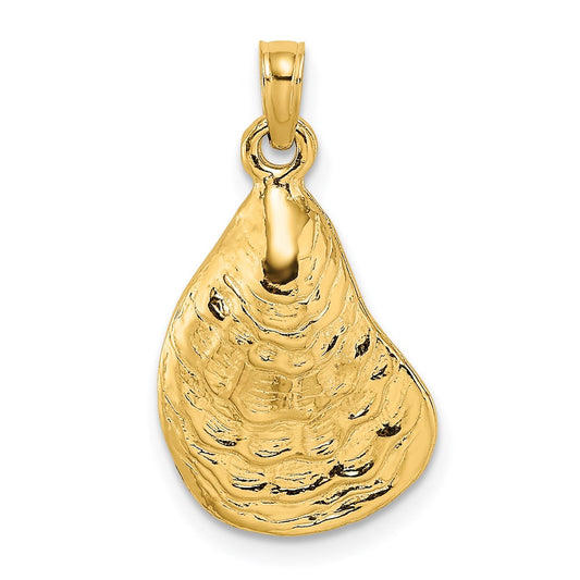 14K Textured and Polished Oyster Shell Charm