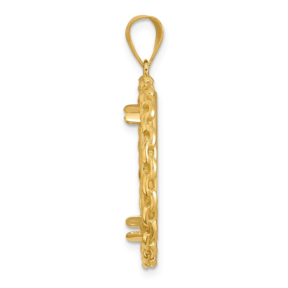 14k Polished Box with 22.0mm Prong Coin Bezel Pendant