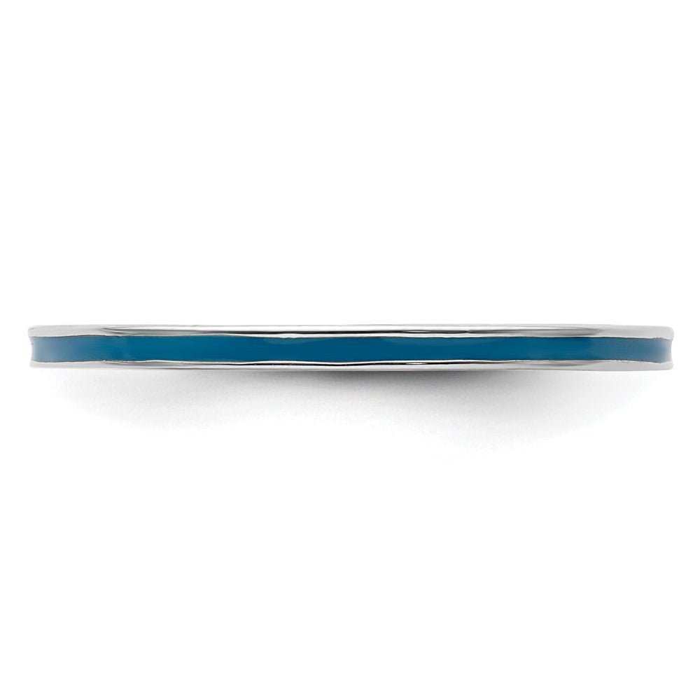 Sterling Silver Stackable Expressions Blue Enameled 1.5mm Ring Size -7
