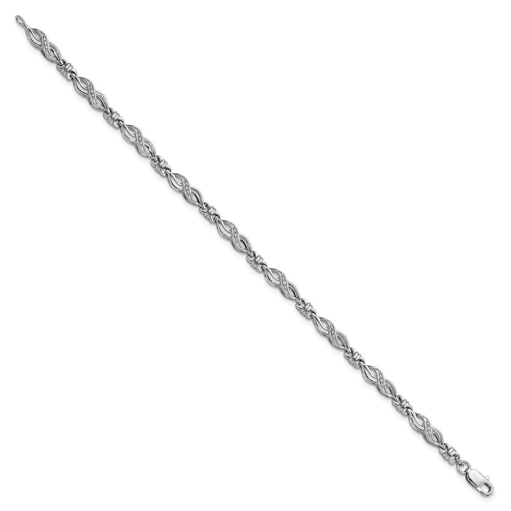 Sterling Silver Rhodium-plated Diam. Bracelet 7 inches
