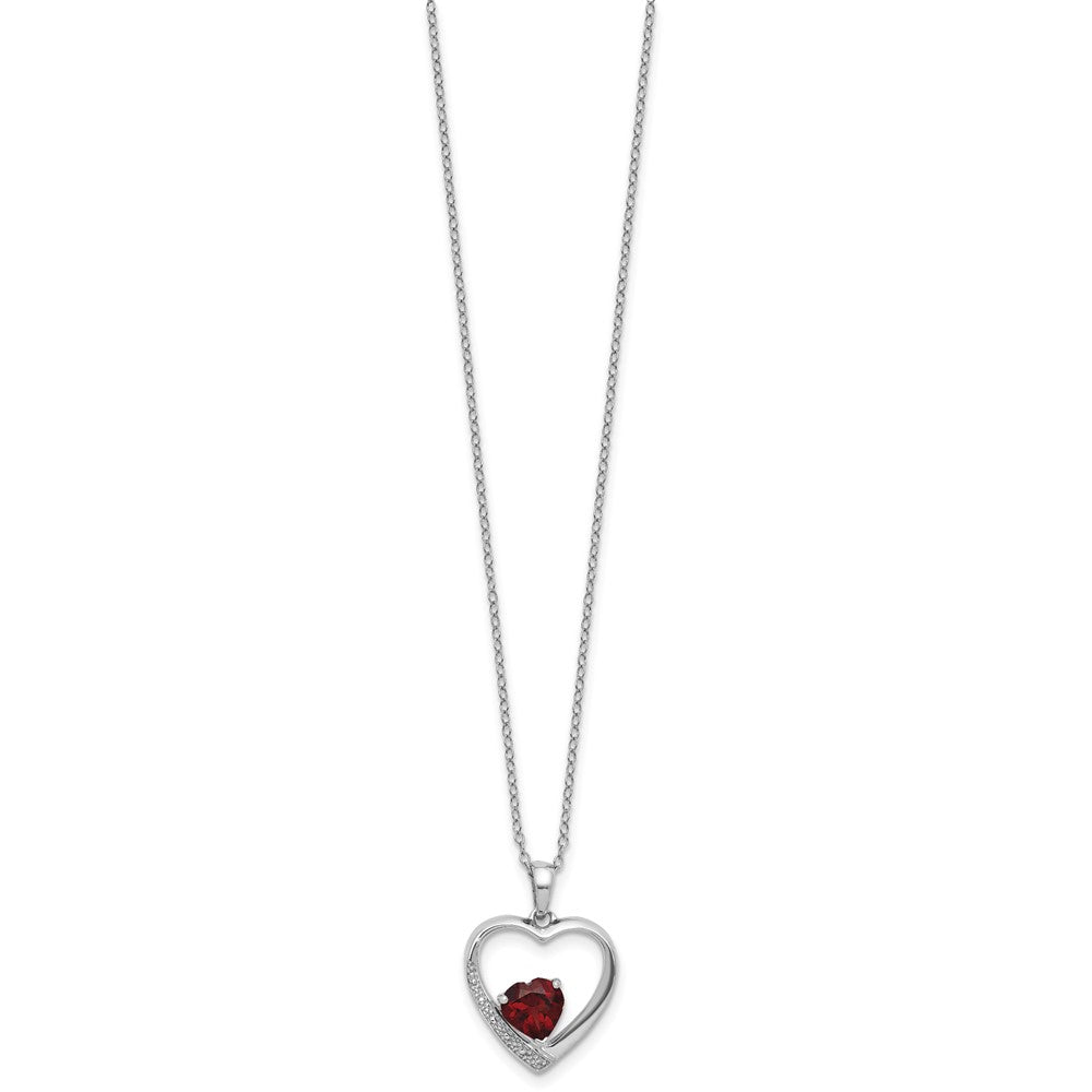 SS Garnet & Diamond Pend w/ Chain