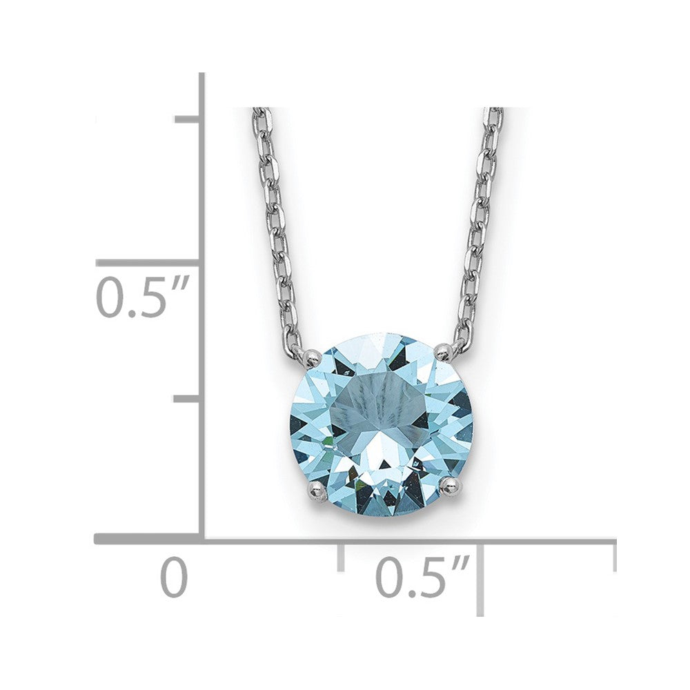 Sterling Silver Rhodium Plated Light Blue Swarovski Crystal 16.5 inch Necklace with 2 inch extension