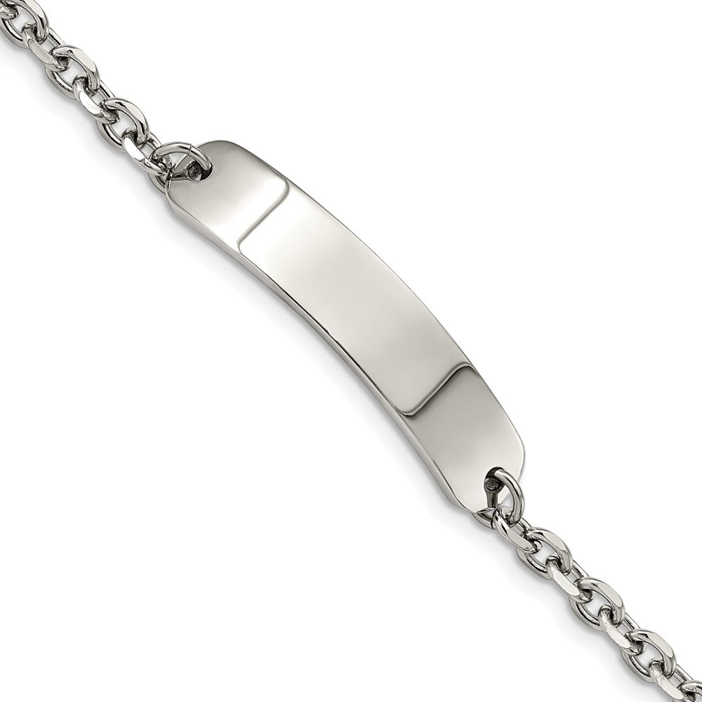 Stainless Steel Polished Cable Chain 8in ID Bracelet 8 inches