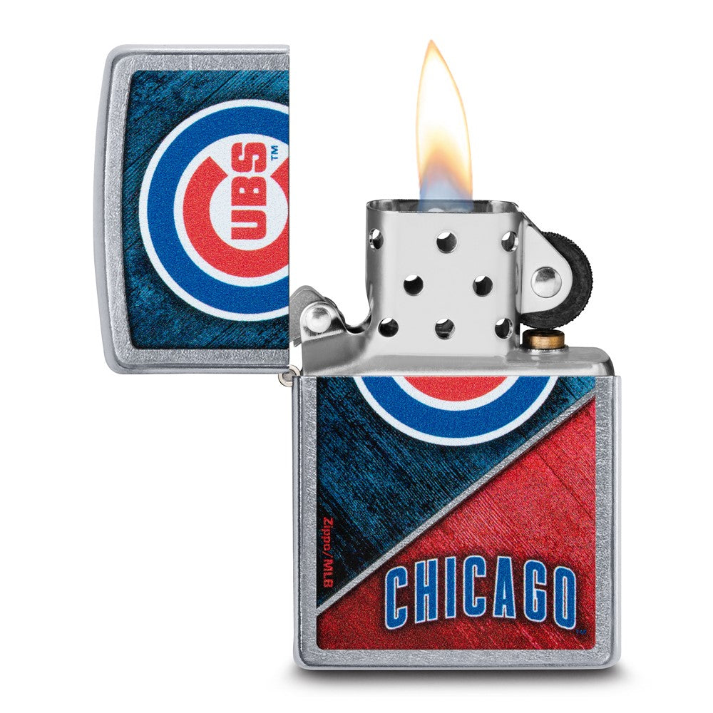 Zippo Street Chrome Chicago Cubs Color Image MLB Lighter