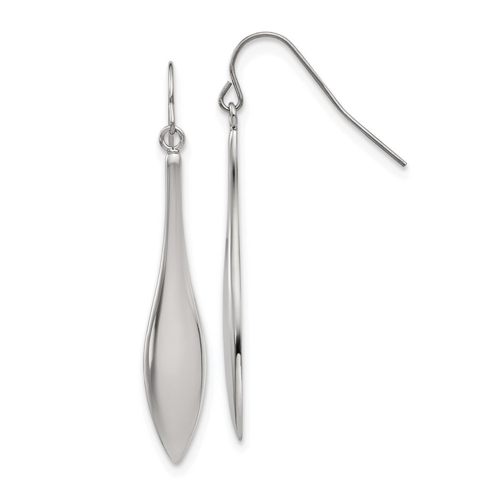 Stainless Steel Polished Dangle Shepherd Hook Earrings