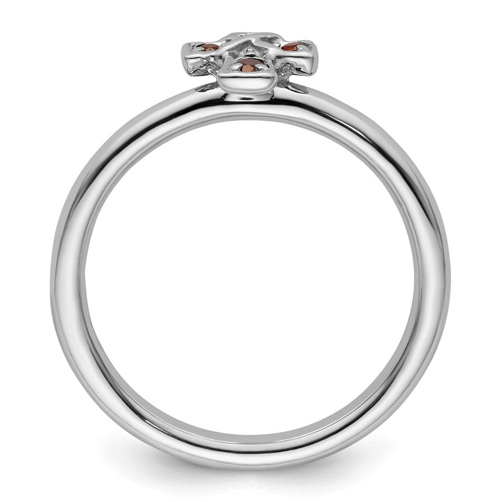 Sterling Silver Stackable Expressions Rhodium Garnet Cross Ring Size -10