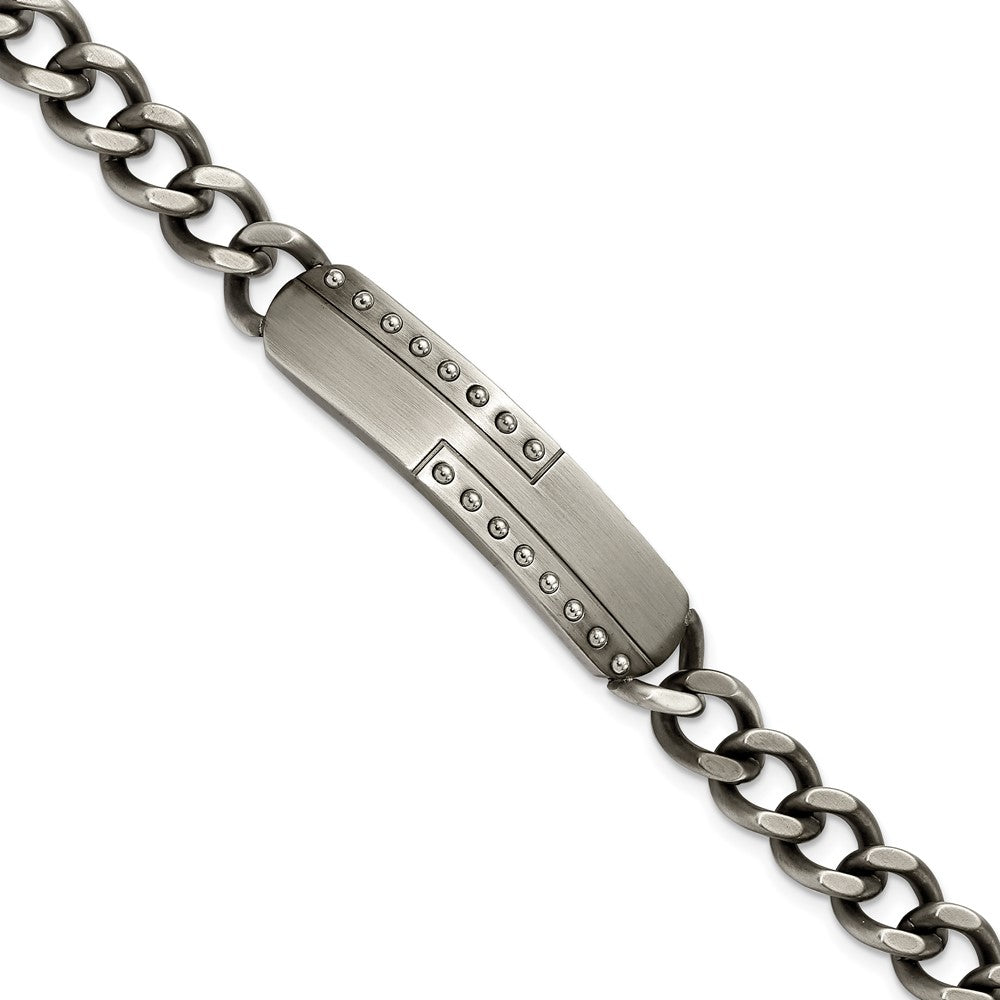 Stainless Steel Matte Finish Gun Metal IP-plated 9in ID Bracelet 9 inches
