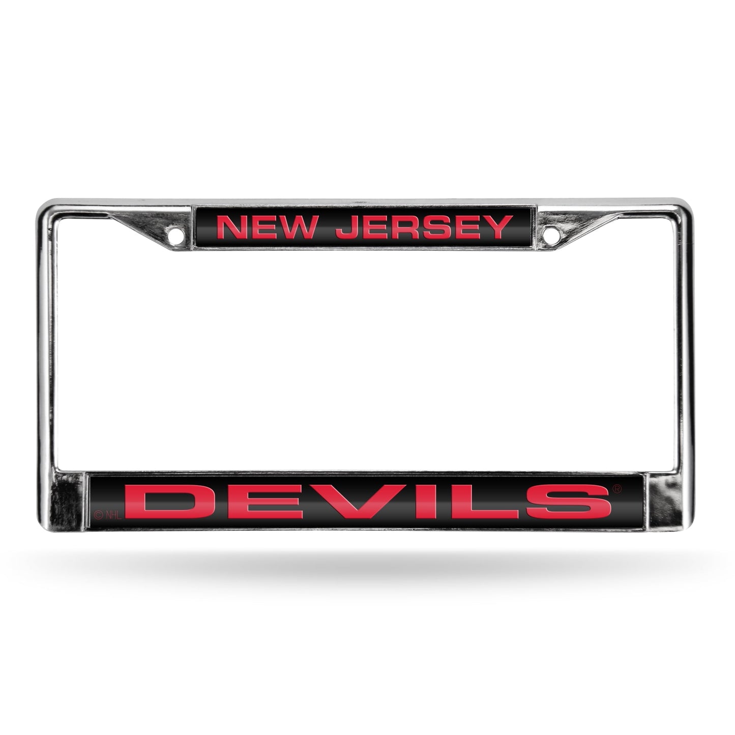 NHL New Jersey Devils Laser Chrome Acrylic License Plate Frame-Black w/Red QGC7118