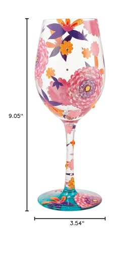 Lolita Funky Florals Wine Glass 9 in H