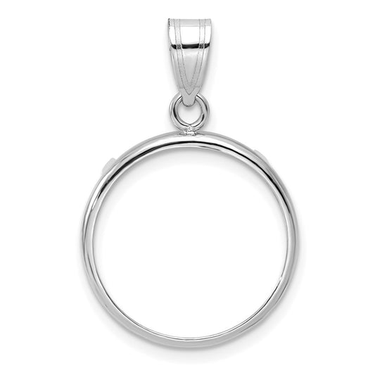 Wideband Distinguished Coin Jewelry 14k White Gold Polished 18.0mm Prong Coin Bezel Pendant