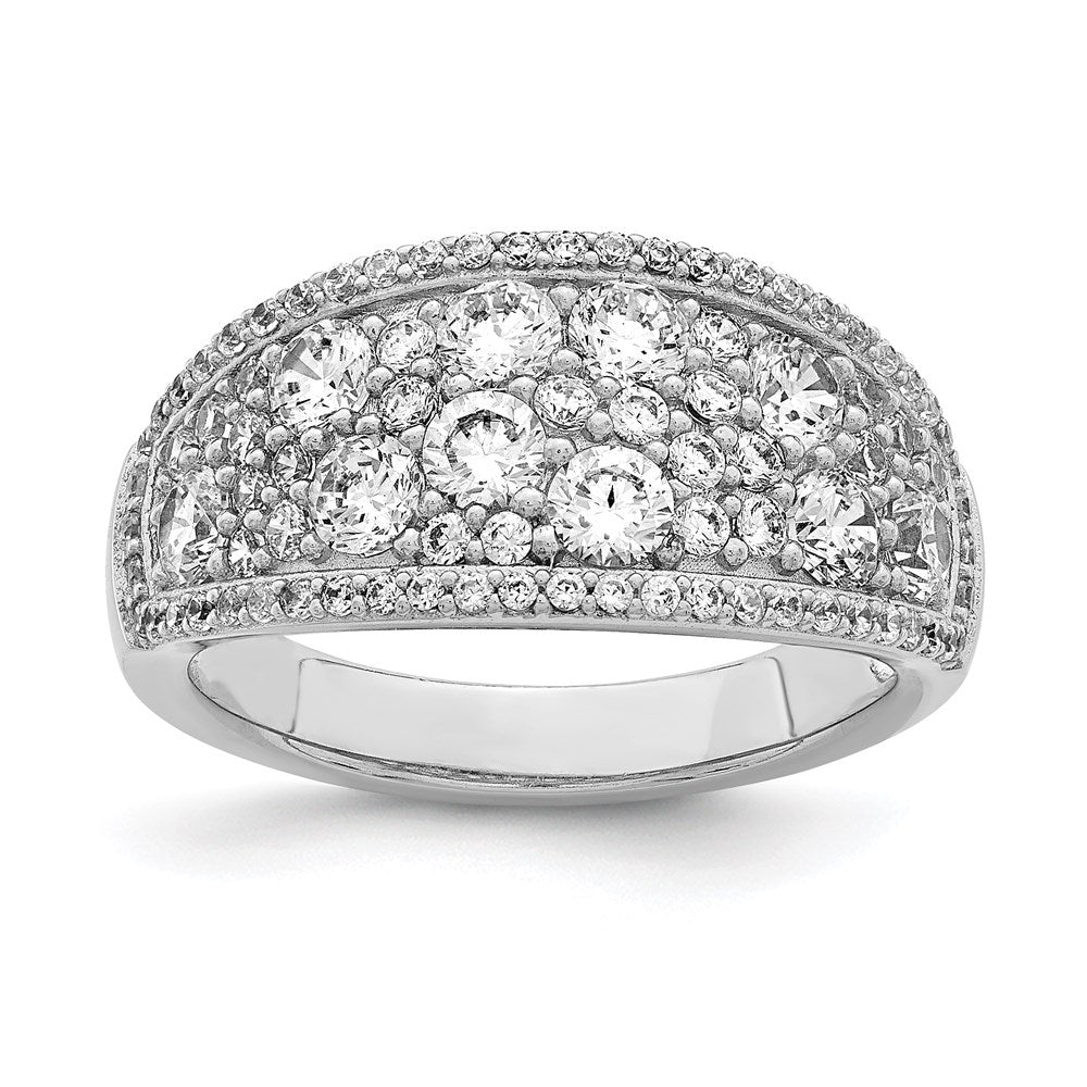 Sterling Silver Rhodium-plated Pave CZ Ring