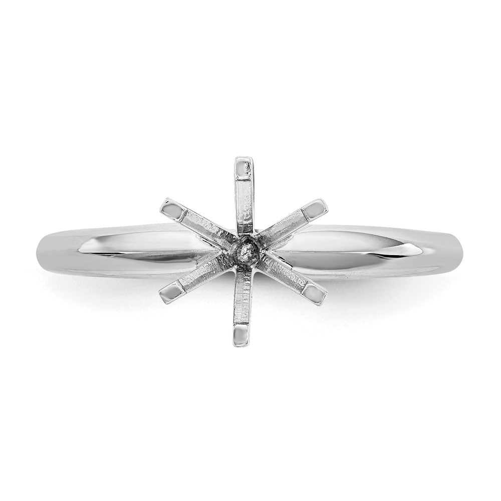 14k White Gold 1 carat Lightweight Knife Edge/Half-Round 6-Prong Round Solitaire Ring Mounting