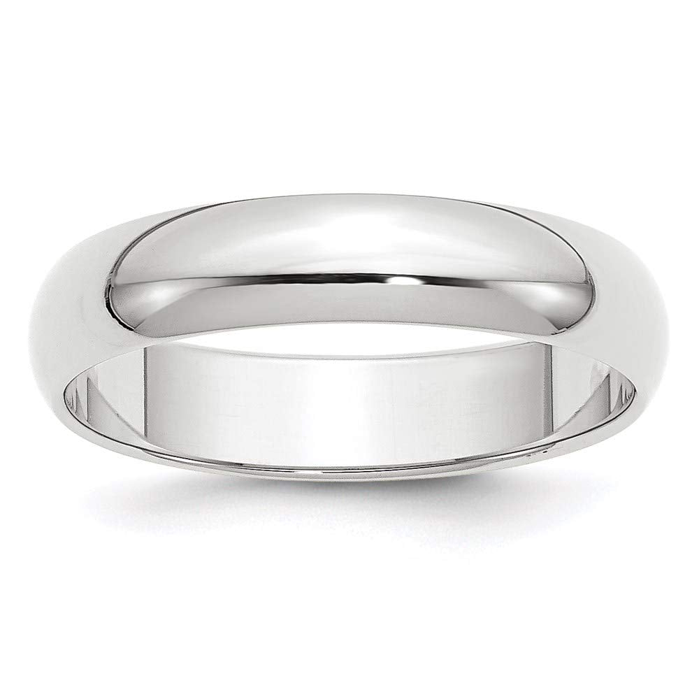 10k White Gold 5mm Half Round Wedding Band Size 9