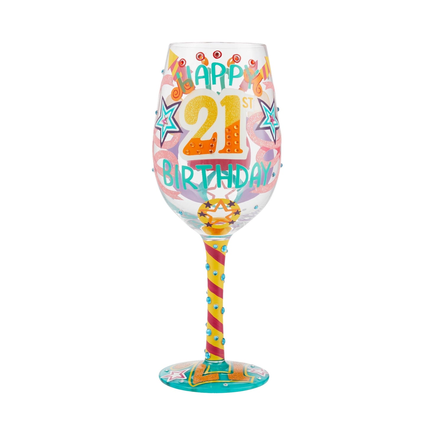 Lolita Happy 21st Birthday Wine Glass 9.1in H