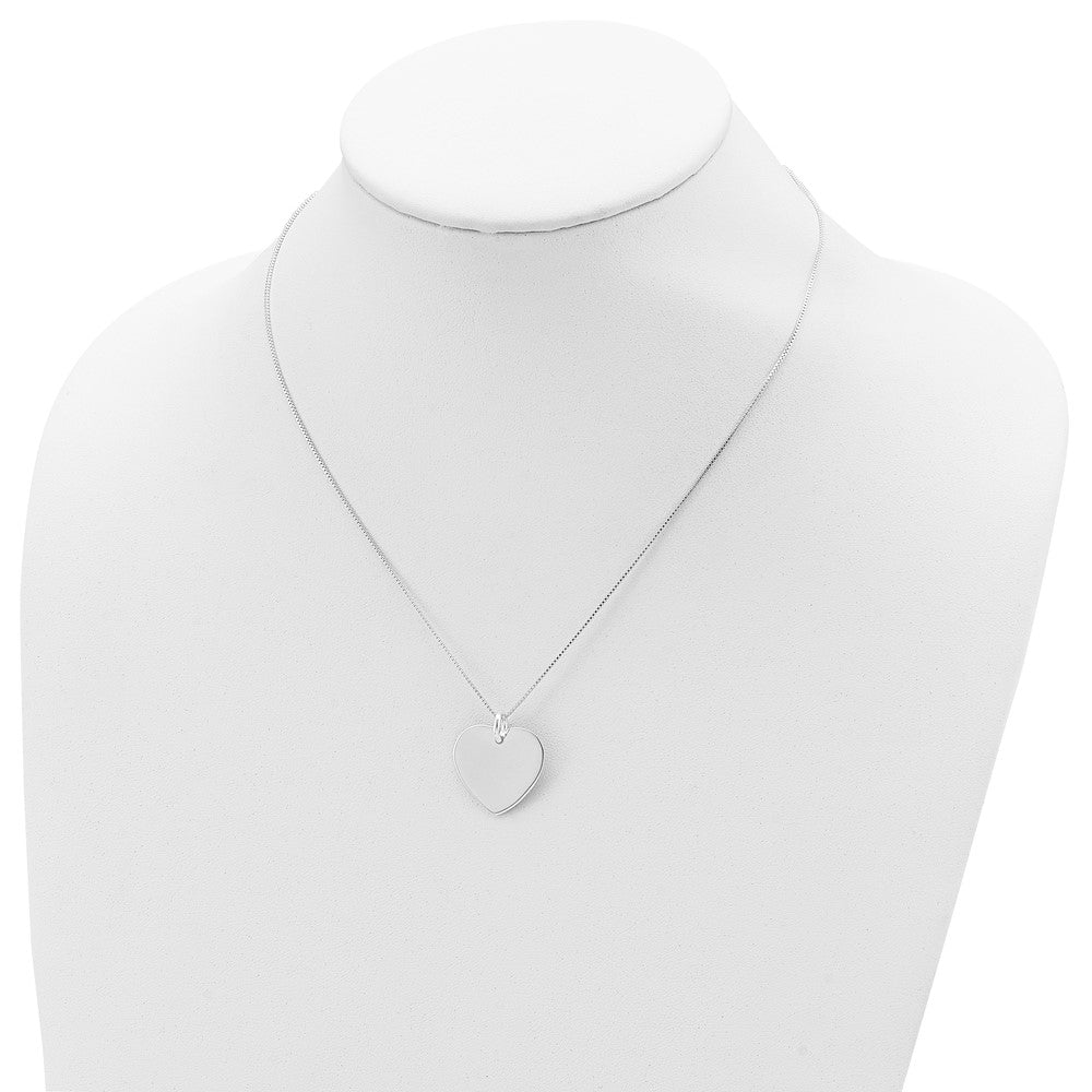 Sterling Silver Engraveable Heart on Box Chain 18 inch Necklace 18 Inches