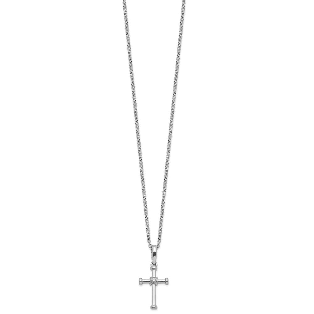 White Ice Sterling Silver Rhodium-plated 18 Inch Diamond Cross Necklace with 2 Inch Extender 18 Inches