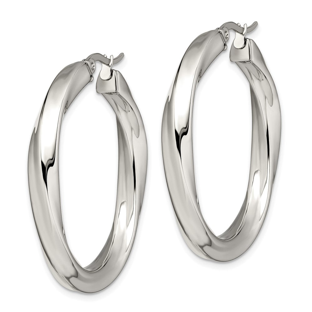 Stainless Steel Polished Hollow Twisted Hoop Earrings