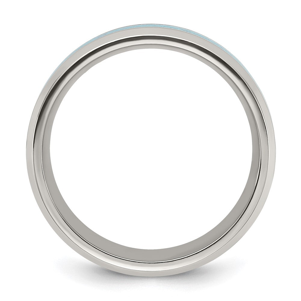 Chisel Titanium Polished with Turquoise Inlay 8mm Band Size - 10.5