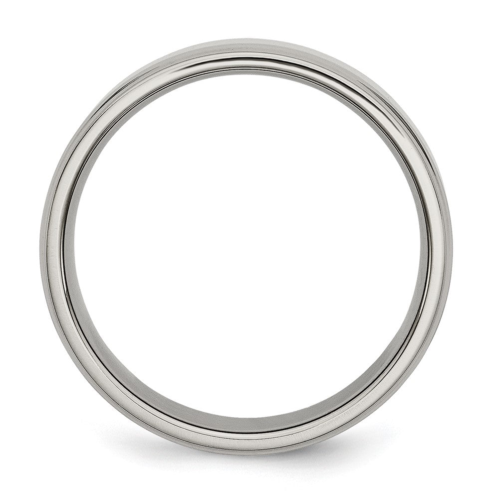 Titanium Polished 7mm Ridged Edge Band Size - 8.5