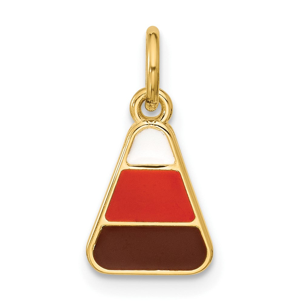 14K Polished Enameled Candy Corn Pendant