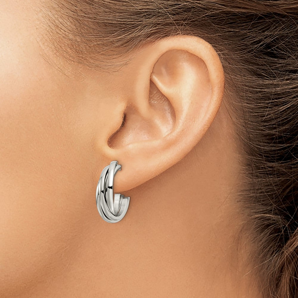 Stainless Steel Polished Post Hoop Earrings