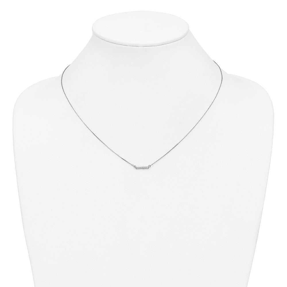 10k White Gold Diamond Tiny Bar Necklace