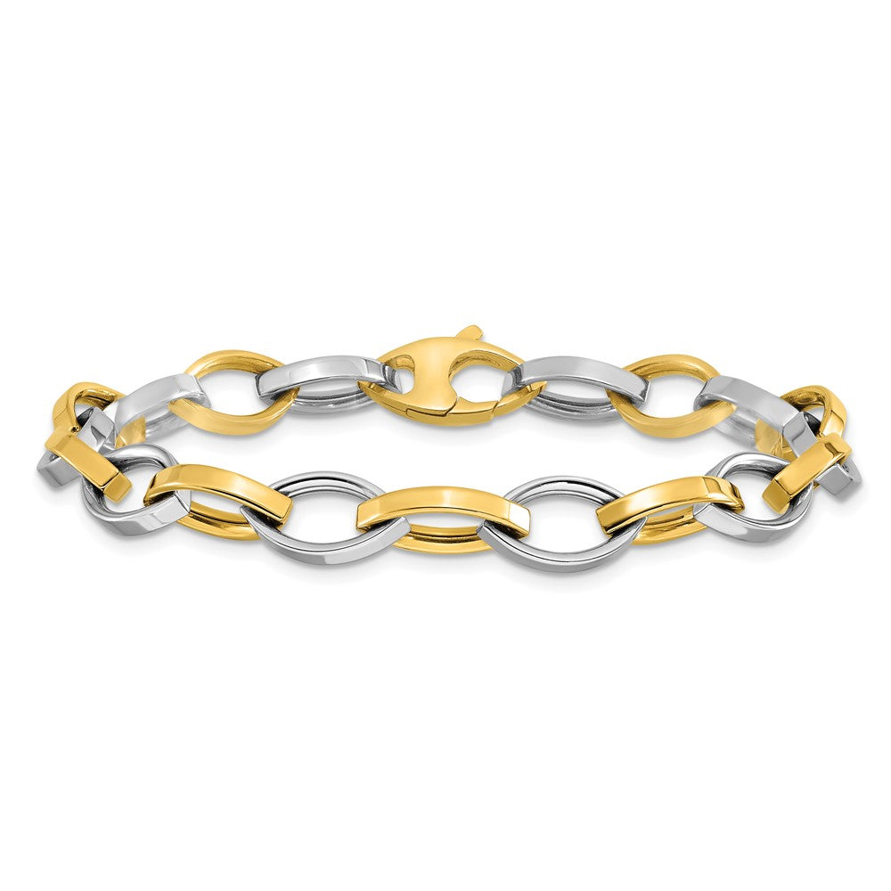 14K Two-Tone Polished Link Bracelet 7.5  inches