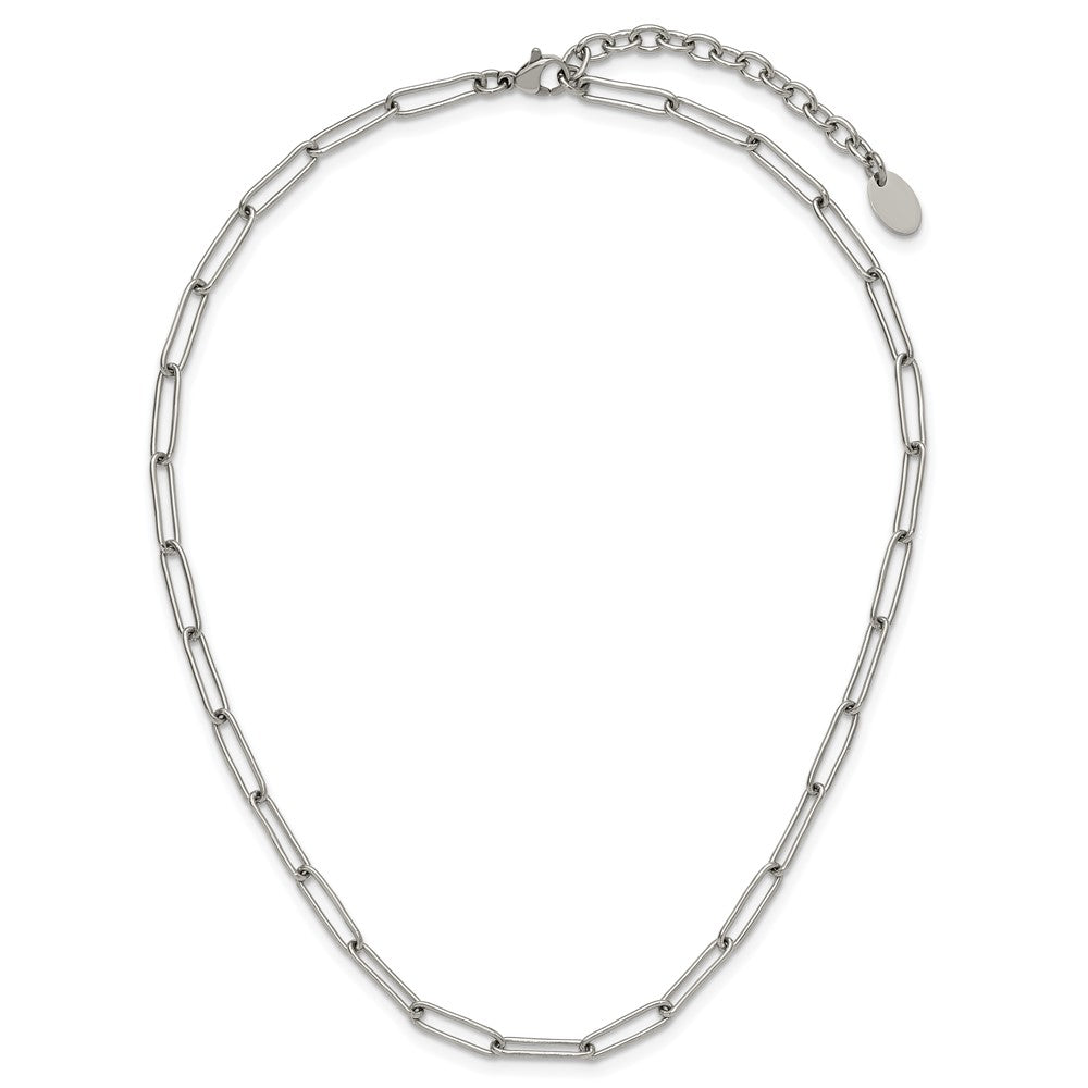 Stainless Steel Polished Open Link Paperclip 15in w/2in ext. Necklace
