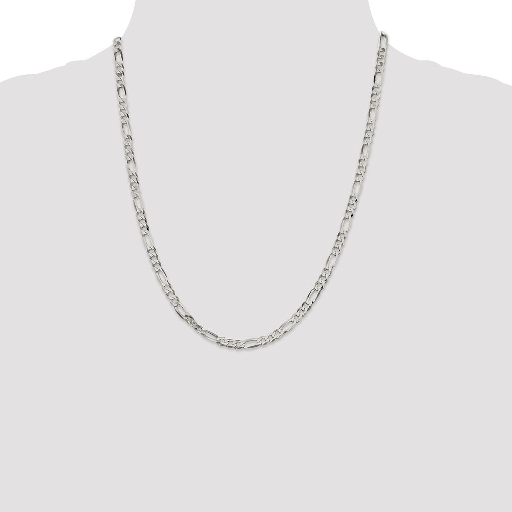 Sterling Silver 4.5mm Lightweight Flat Figaro Chain 22 Inches