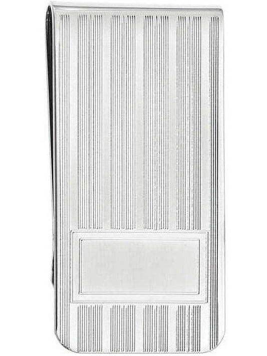 Primal Rhodium-plated Kelly Waters Money Clip with Lines and Bottom Rectangle
