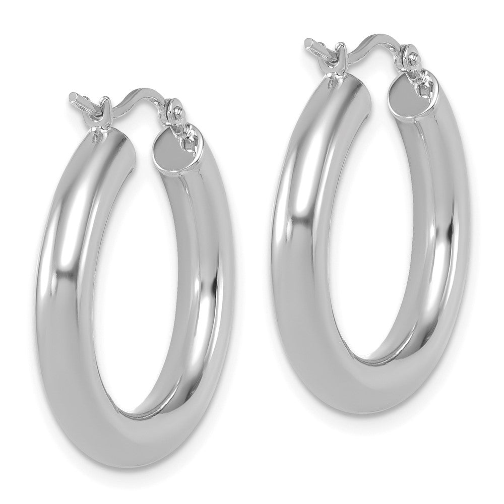 14K White Gold Polished Lightweight Hoop Earrings