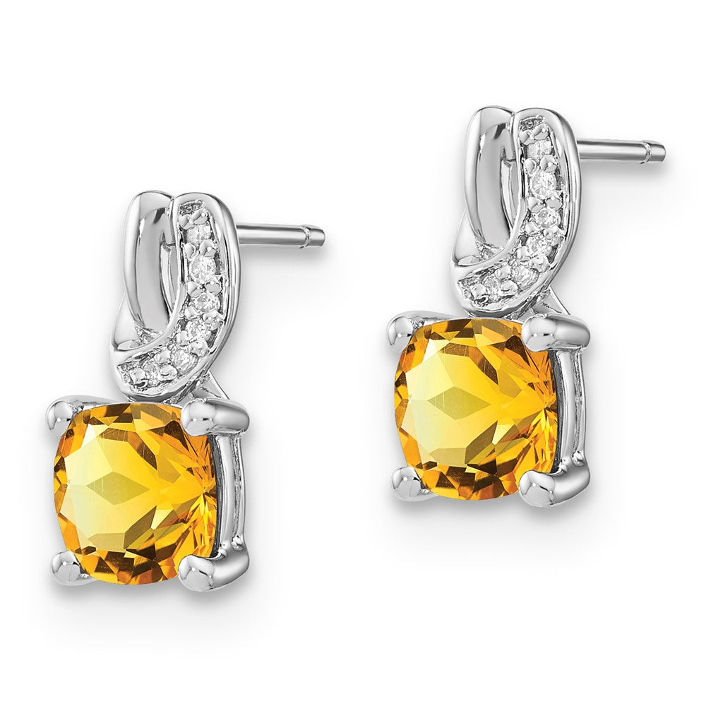 SS Citrine & Diamond Earrings