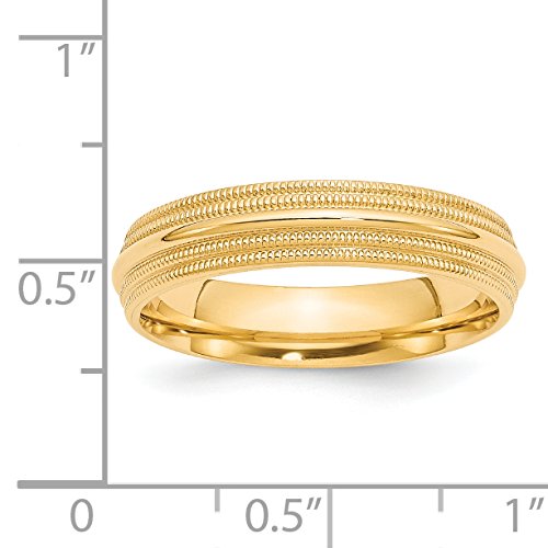 14k Yellow Gold 5mm Double Milgrain Comfort Fit Wedding Band Size 6.5