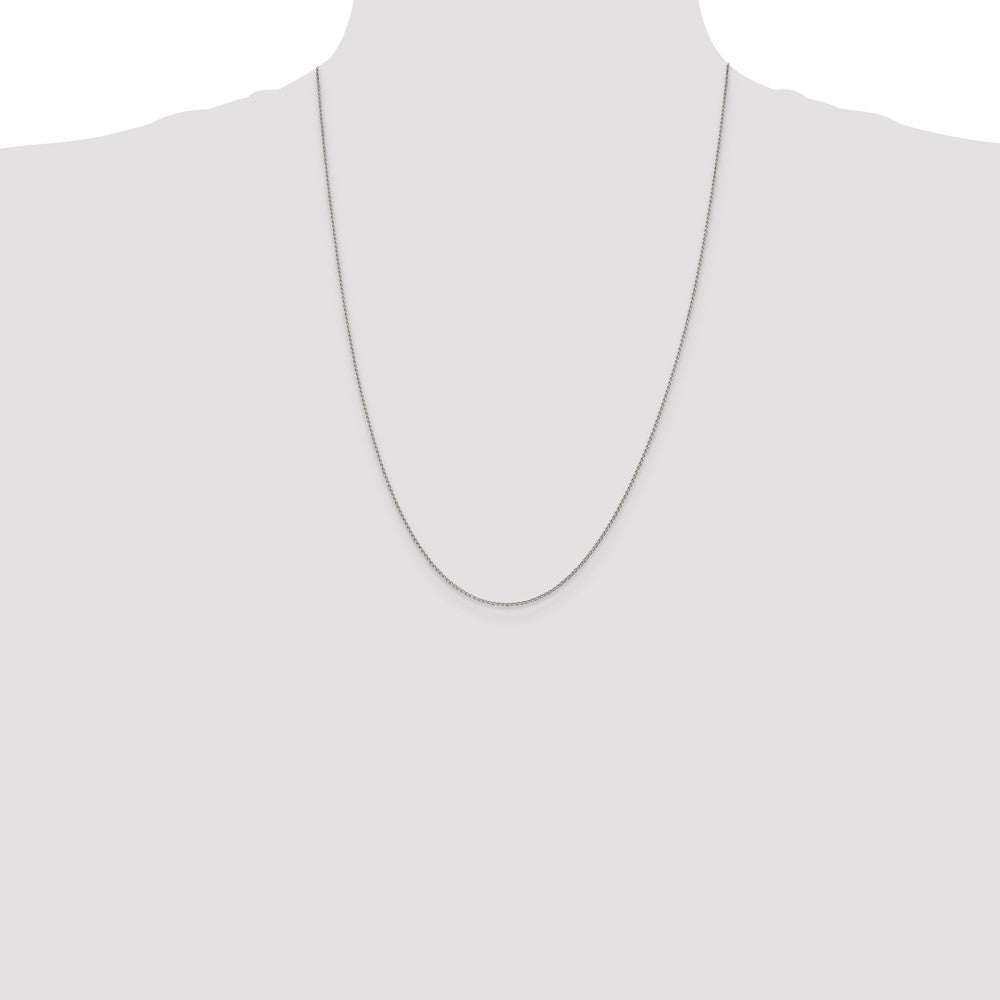 Sterling Silver 1mm Open Elongated Link Curb Chain 24 Inches