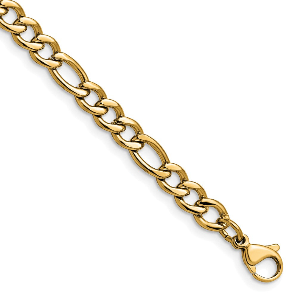 Chisel Stainless Steel Polished Yellow IP-plated 5.3mm 7 inch Figaro Chain 7 inches
